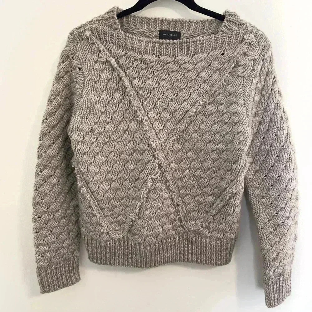 Majorelle Revolve Chunky Knit Sweater Size Small Neutral Oatmeal Gray Women